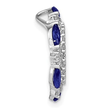14K White GoldLab Grown Real Diamonds & Cr. Pink and Cr. Blue Sapphire Pendant