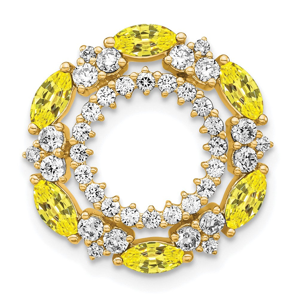 14k Yellow Gold Lab Grown Real Diamond & Created Yellow Sapphire Pendant