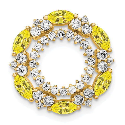 14k Yellow Gold Lab Grown Real Diamond & Created Yellow Sapphire Pendant