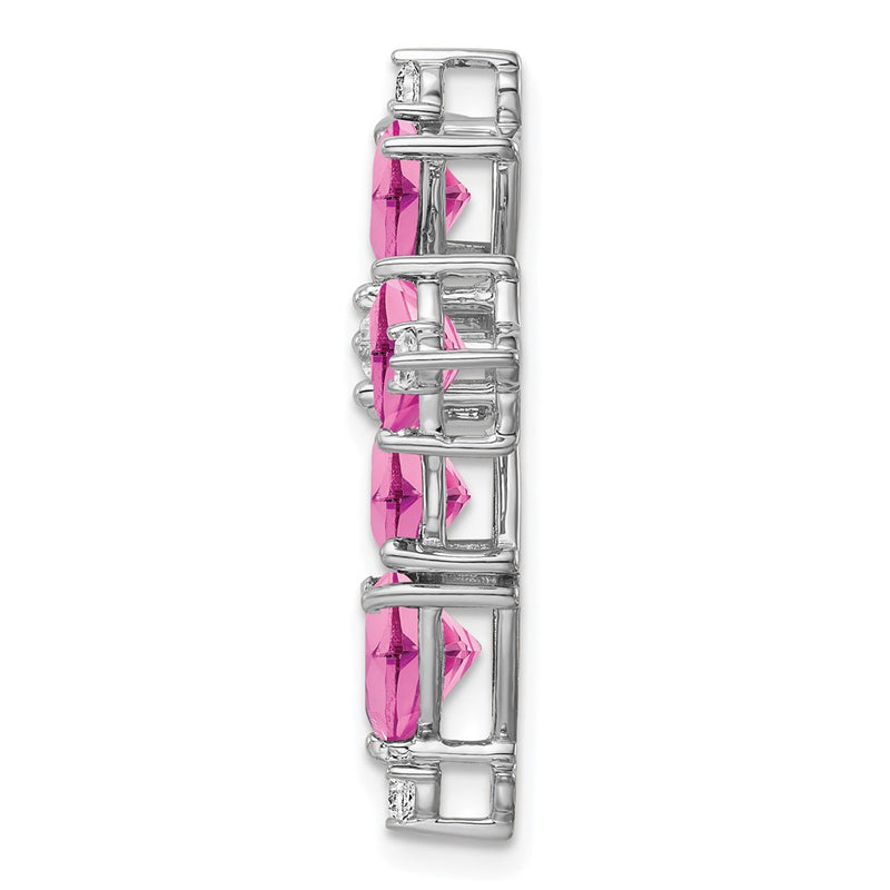 14K White GoldLab Grown Real Diamond & Created Pink Sapphire Pendant