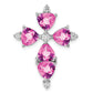 14K White GoldLab Grown Real Diamond & Created Pink Sapphire Pendant