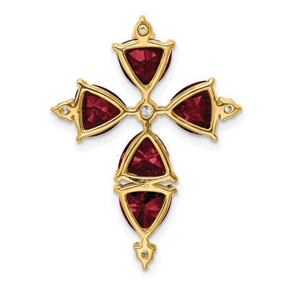 14K Yellow Gold Lab Grown Real Diamond & Created Ruby Pendant
