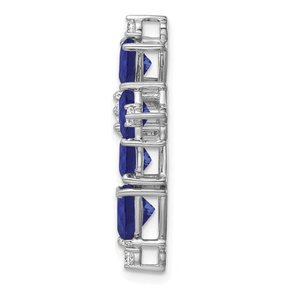 14K White GoldLab Grown Real Diamond & Created Blue Sapphire Pendant