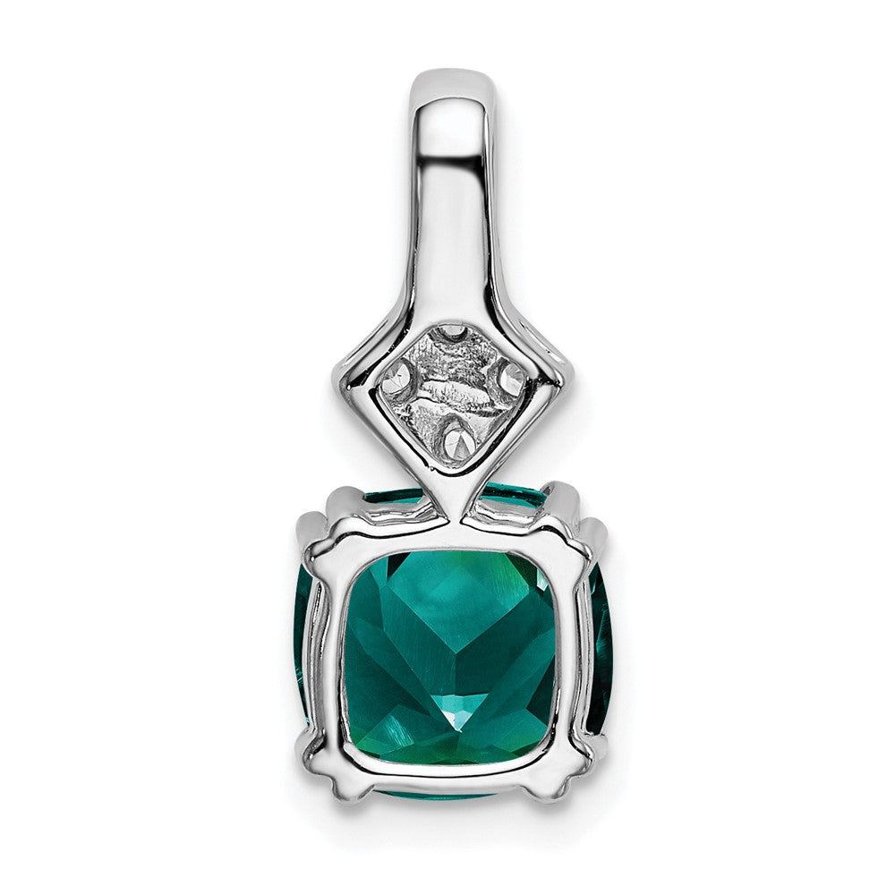 14K White GoldLab Grown Real Diamond & Created Alexandrite Pendant