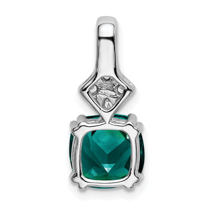 14K White GoldLab Grown Real Diamond & Created Alexandrite Pendant