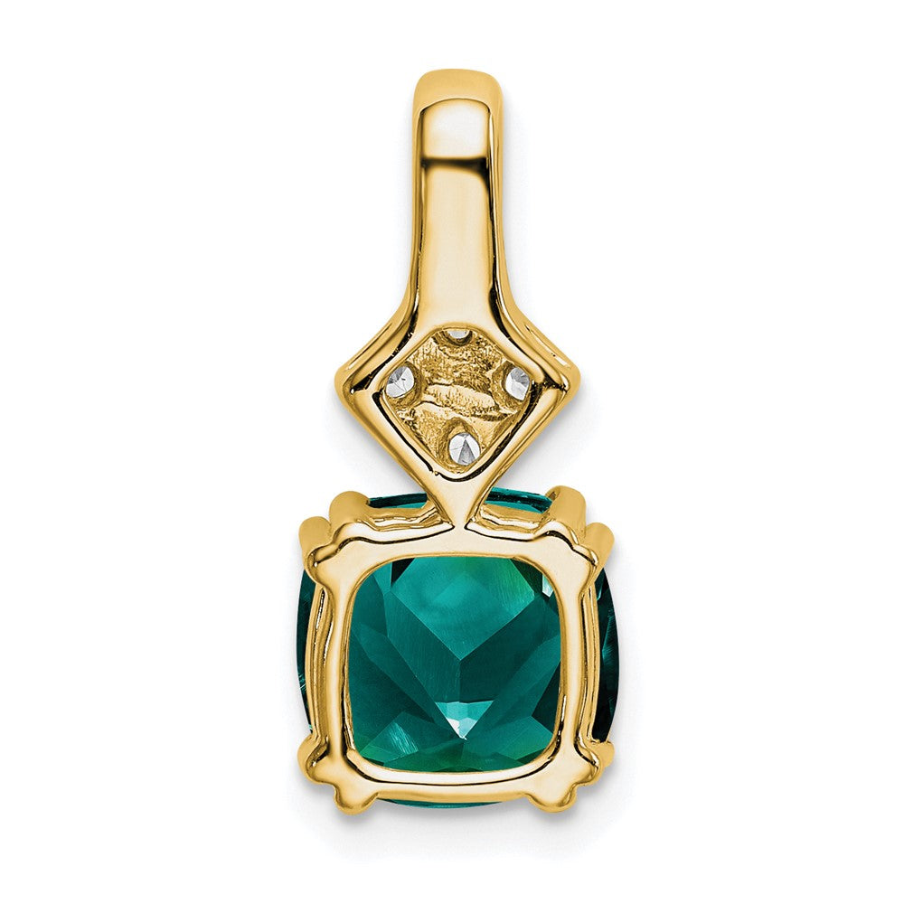 14K Yellow Gold Lab Grown Real Diamond & Created Alexandrite Pendant