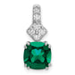 14K White GoldLab Grown Real Diamond & Created Emerald Pendant
