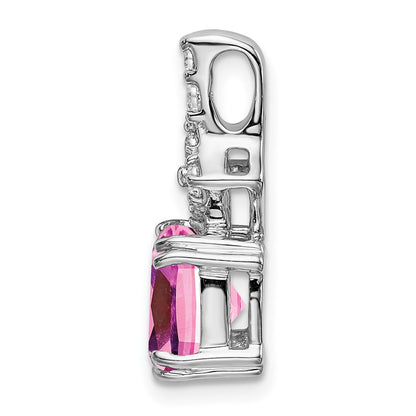 14K White GoldLab Grown Real Diamond & Created Pink Sapphire Pendant