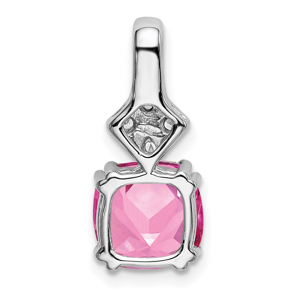 14K White GoldLab Grown Real Diamond & Created Pink Sapphire Pendant