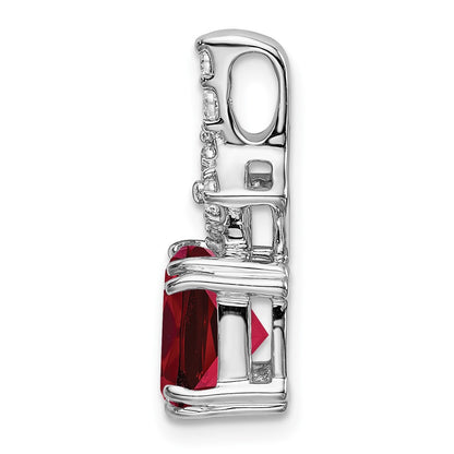 14K White GoldLab Grown Real Diamond & Created Ruby Pendant