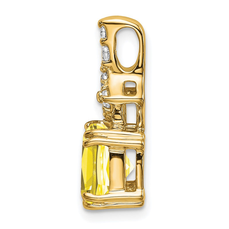 14k Yellow Gold Lab Grown Real Diamond & Created Yellow Sapphire Pendant