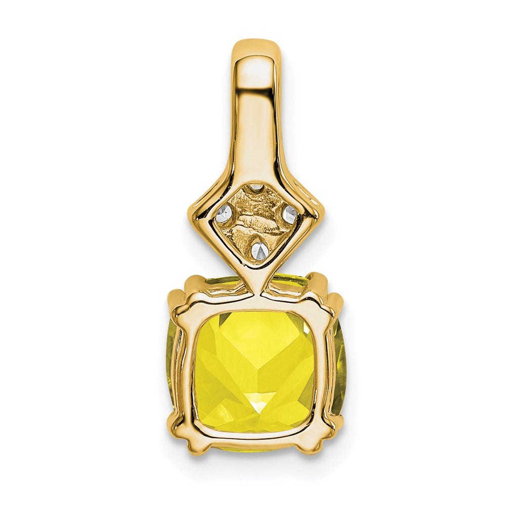 14k Yellow Gold Lab Grown Real Diamond & Created Yellow Sapphire Pendant