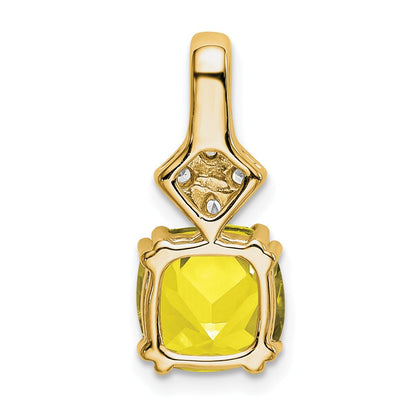 14k Yellow Gold Lab Grown Real Diamond & Created Yellow Sapphire Pendant