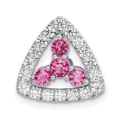 14k white goldlab grown real diamond si1 si2 g h i lab crtd pnk sapph triangle pend pm7932 cps 045 wlg