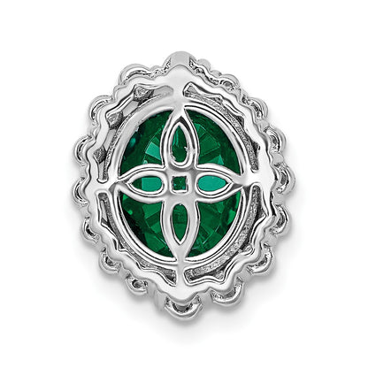14k white goldlab grown real diamond si1 si2 g h i lab created emerald oval pendant pm7985 cem 046 wlg