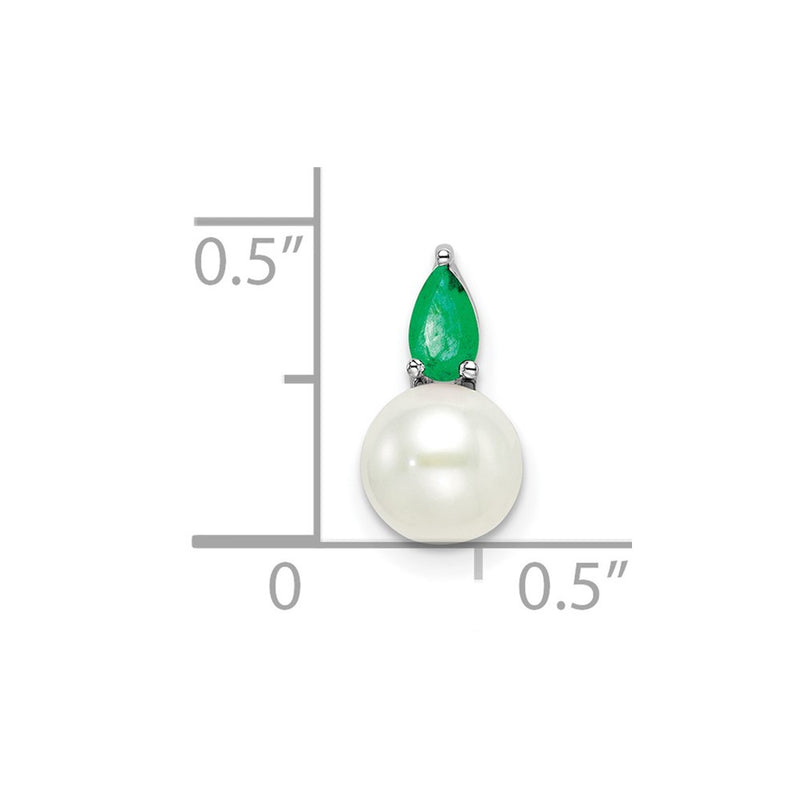 14k White Gold FWC Pearl and Emerald Chain Slide