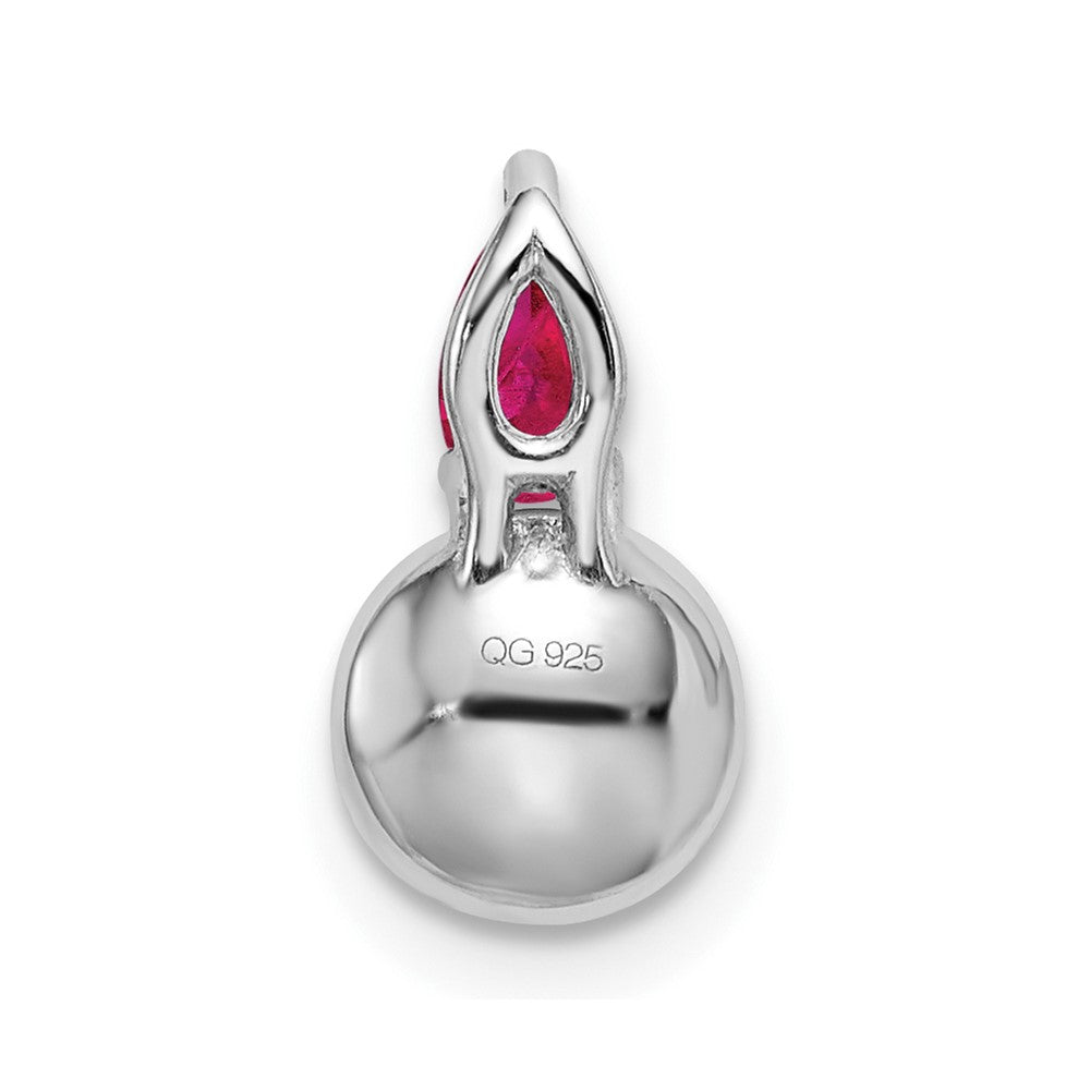 14k White Gold FWC Pearl and Ruby Chain Slide