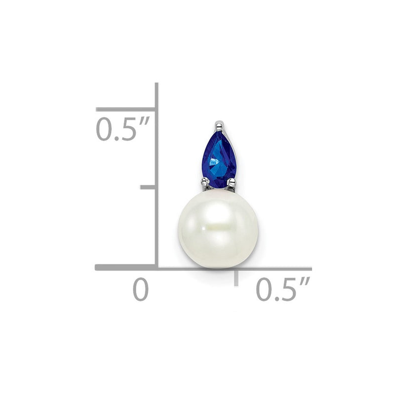 14k White Gold FWC Pearl and Sapphire Chain Slide