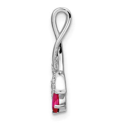 14k White Gold Ruby and Real Diamond Floral Chain Slide
