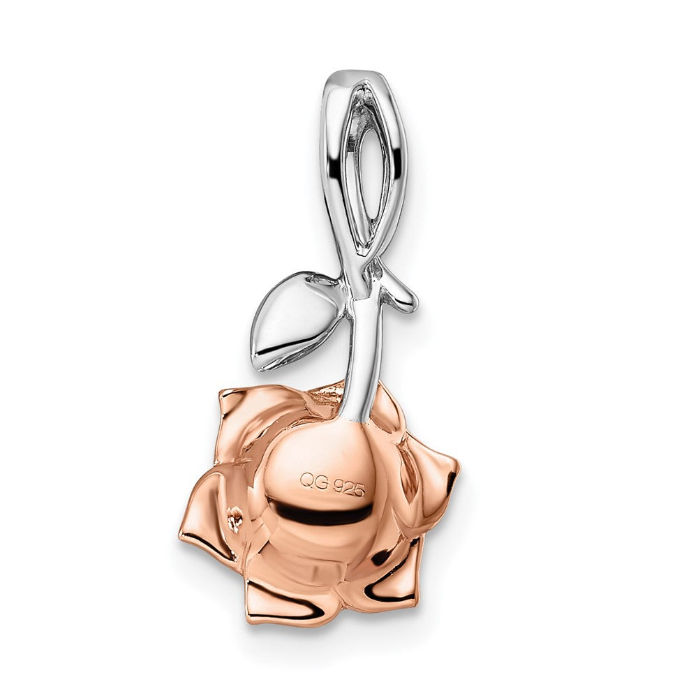 14k Two-Tone Gold White & Rose Ruby Flower Pendant