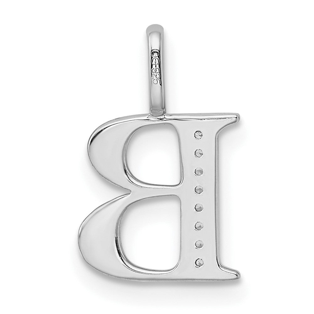 14K White Gold Real Diamond Letter B Initial Pendant