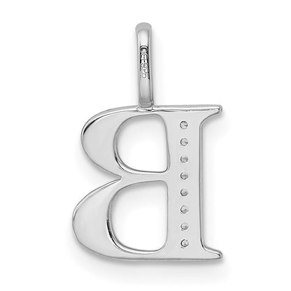 14K White Gold Real Diamond Letter B Initial Pendant