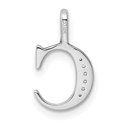 14K White Gold Real Diamond Letter C Initial Pendant