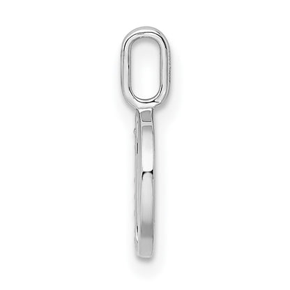 14K White Gold Real Diamond Letter D Initial Pendant
