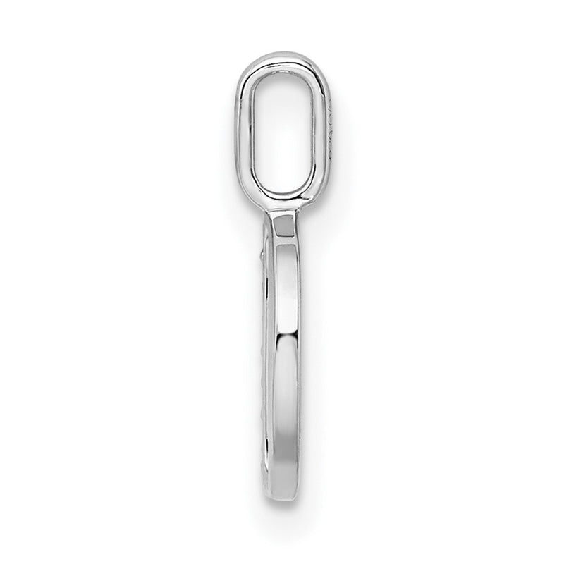 14K White Gold Real Diamond Letter D Initial Pendant