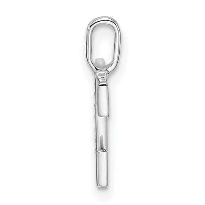 14K White Gold Real Diamond Letter E Initial Pendant