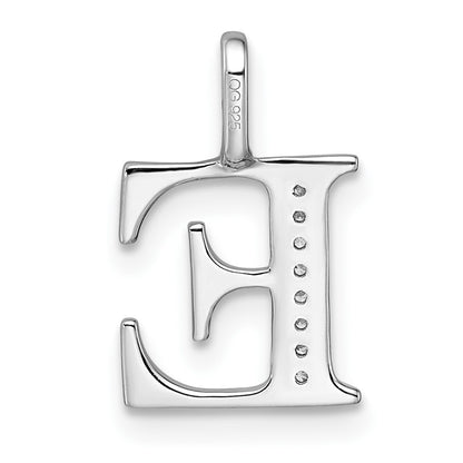 14K White Gold Real Diamond Letter E Initial Pendant