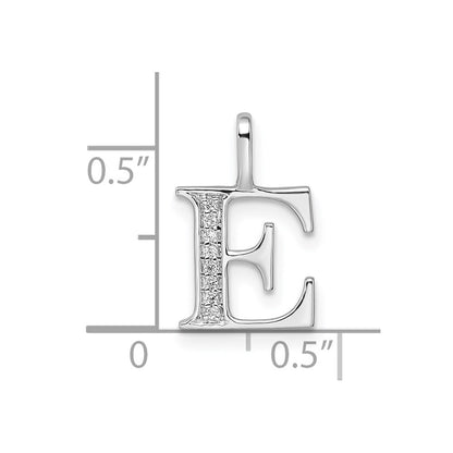 14K White Gold Real Diamond Letter E Initial Pendant