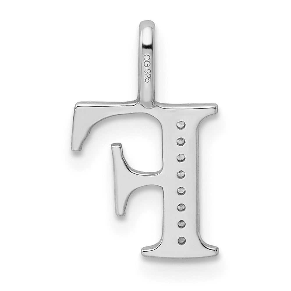 14K White Gold Real Diamond Letter F Initial Pendant