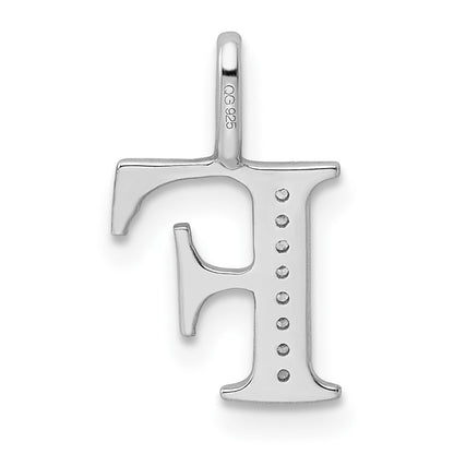 14K White Gold Real Diamond Letter F Initial Pendant
