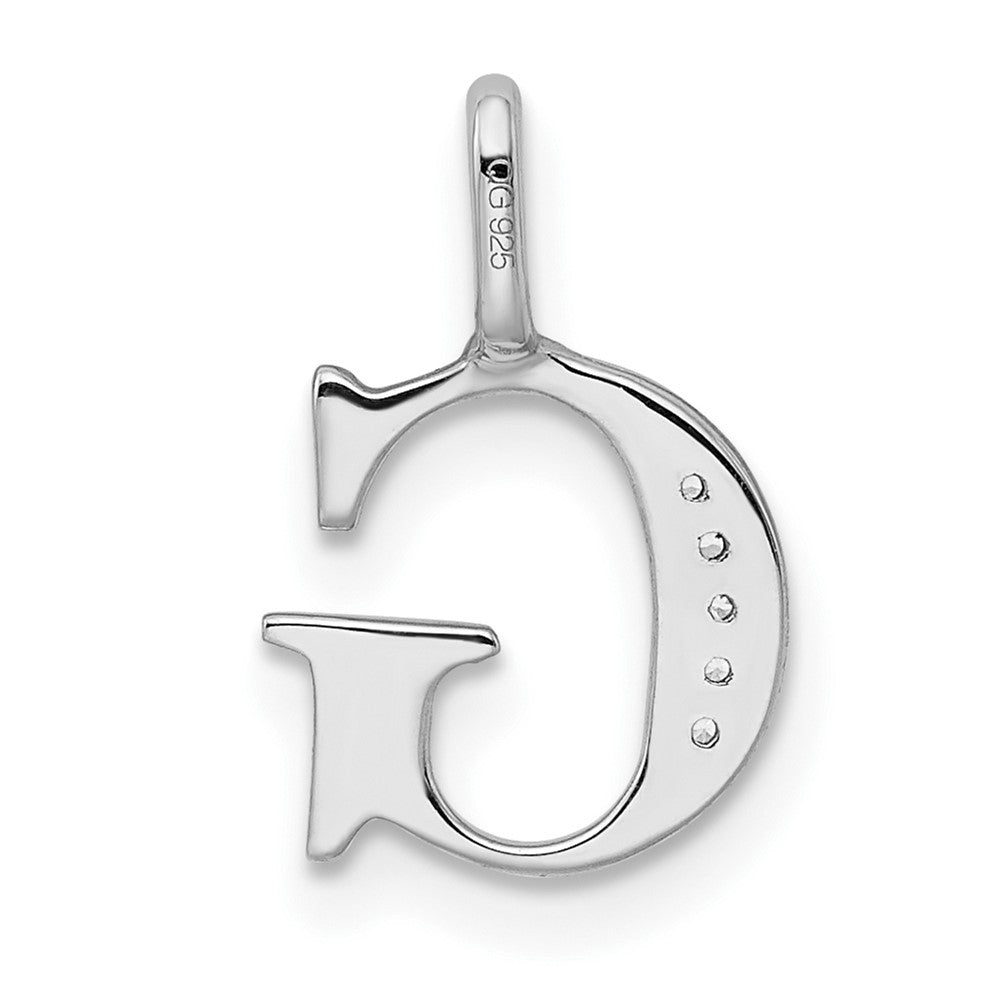 14K White Gold Real Diamond Letter G Initial Pendant