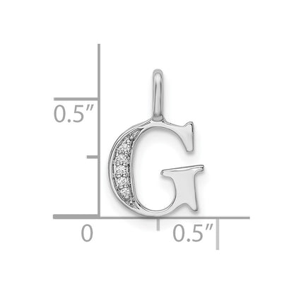 14K White Gold Real Diamond Letter G Initial Pendant