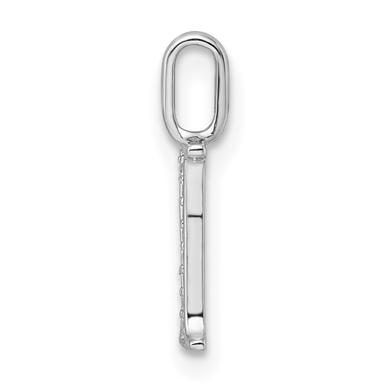 14K White Gold Real Diamond Letter I Initial Pendant