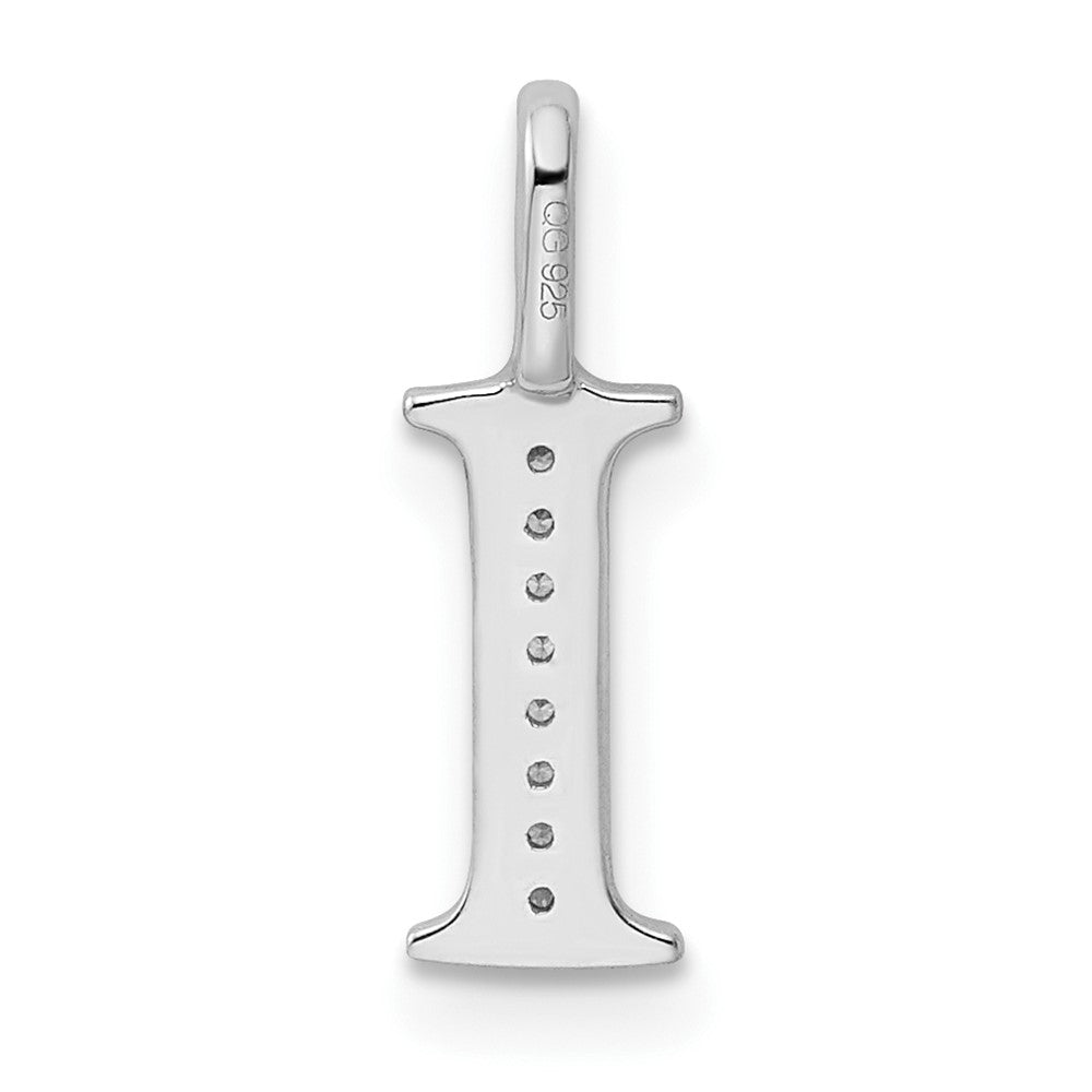 14K White Gold Real Diamond Letter I Initial Pendant