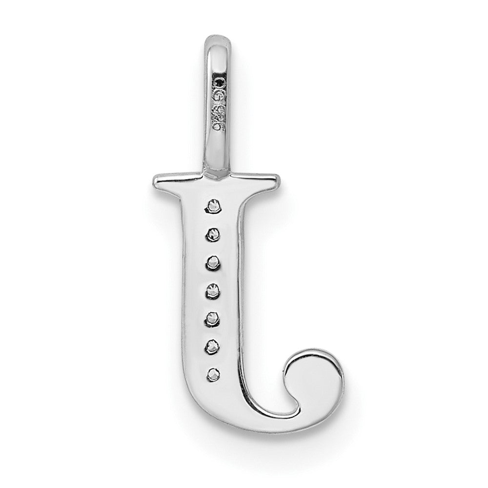 14K White Gold Real Diamond Letter J Initial Pendant