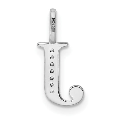 14K White Gold Real Diamond Letter J Initial Pendant