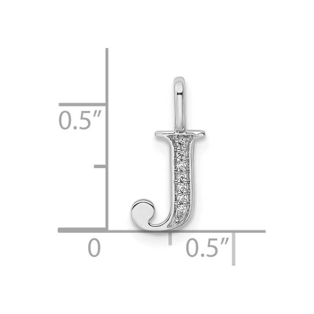 14K White Gold Real Diamond Letter J Initial Pendant