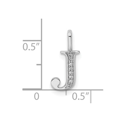 14K White Gold Real Diamond Letter J Initial Pendant