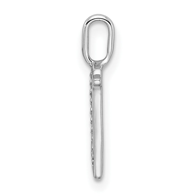 14K White Gold Real Diamond Letter N Initial Pendant
