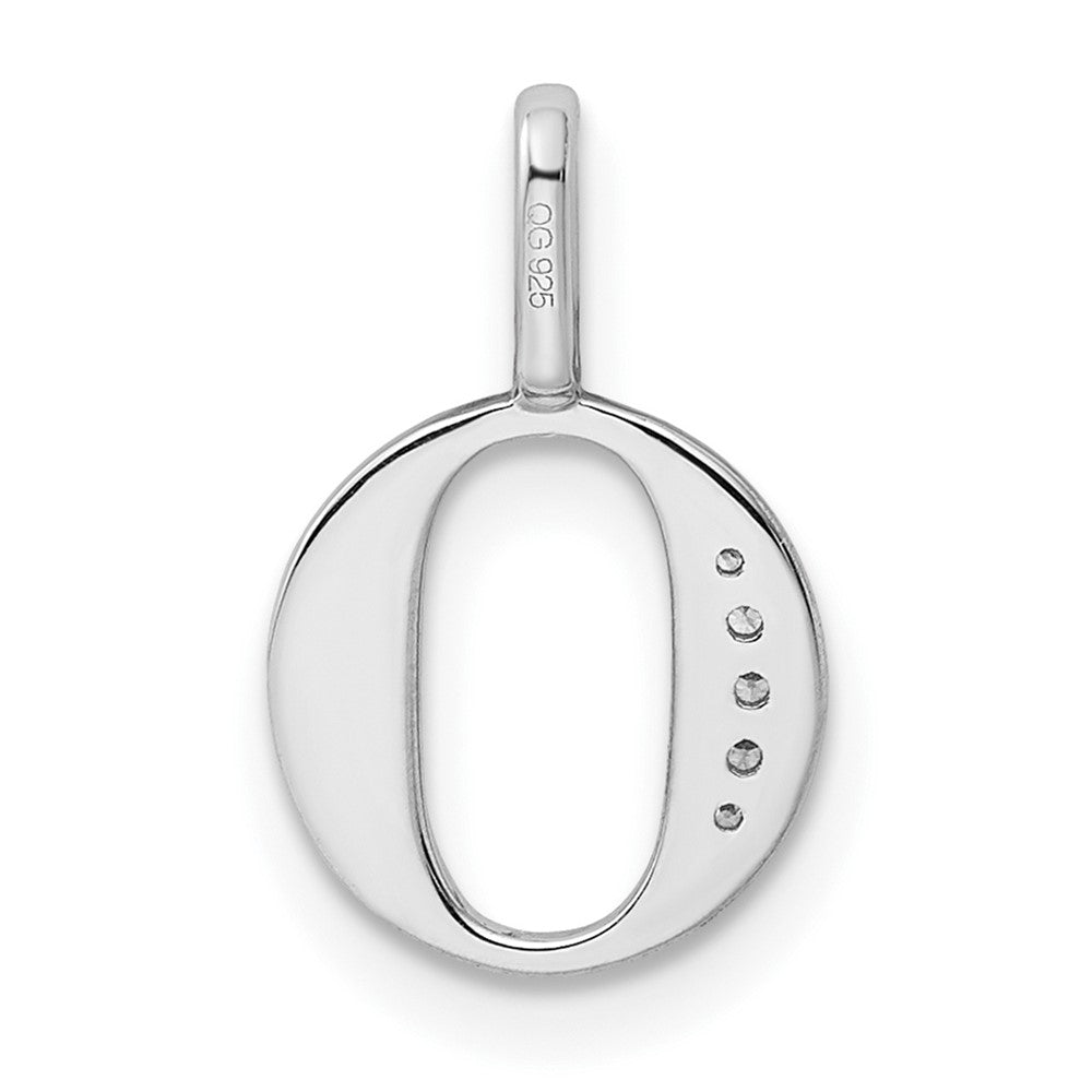 14K White Gold Real Diamond Letter O Initial Pendant