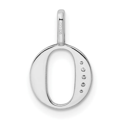 14K White Gold Real Diamond Letter O Initial Pendant