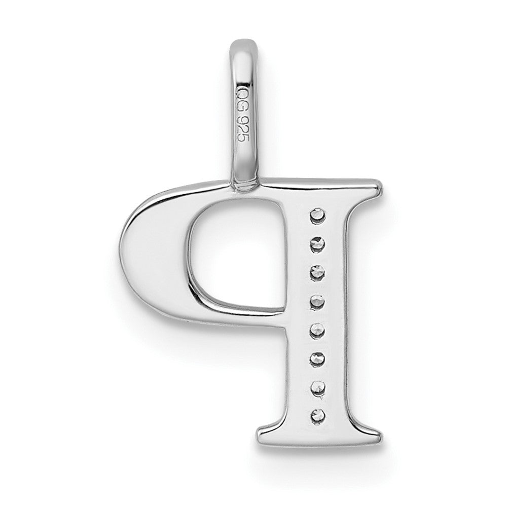 14K White Gold Real Diamond Letter P Initial Pendant