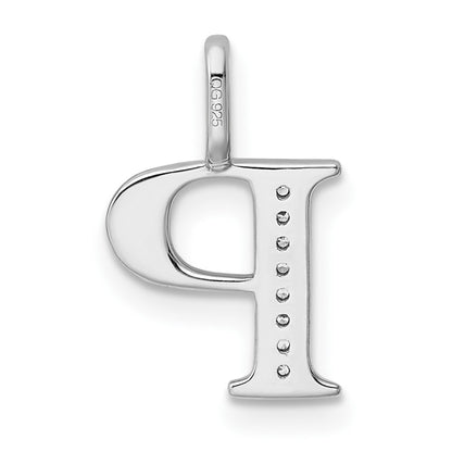 14K White Gold Real Diamond Letter P Initial Pendant