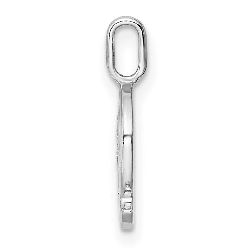 14K White Gold Real Diamond Letter Q Initial Pendant