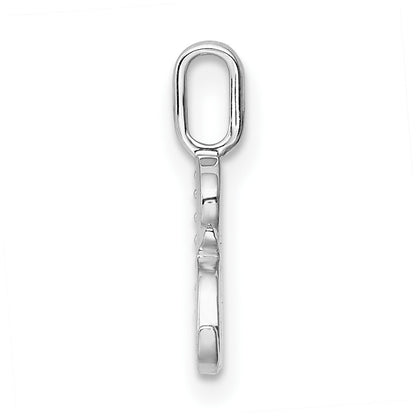 14K White Gold Real Diamond Letter R Initial Pendant
