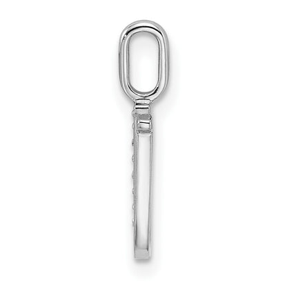 14K White Gold Real Diamond Letter U Initial Pendant